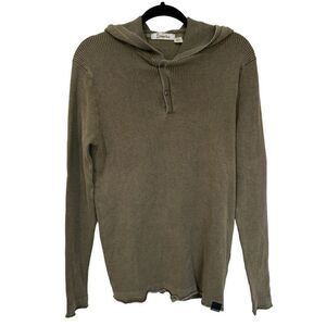 Bronxton Men’s Green Knit Hooded Sweater Cotton Pullover Long Sleeve Medium